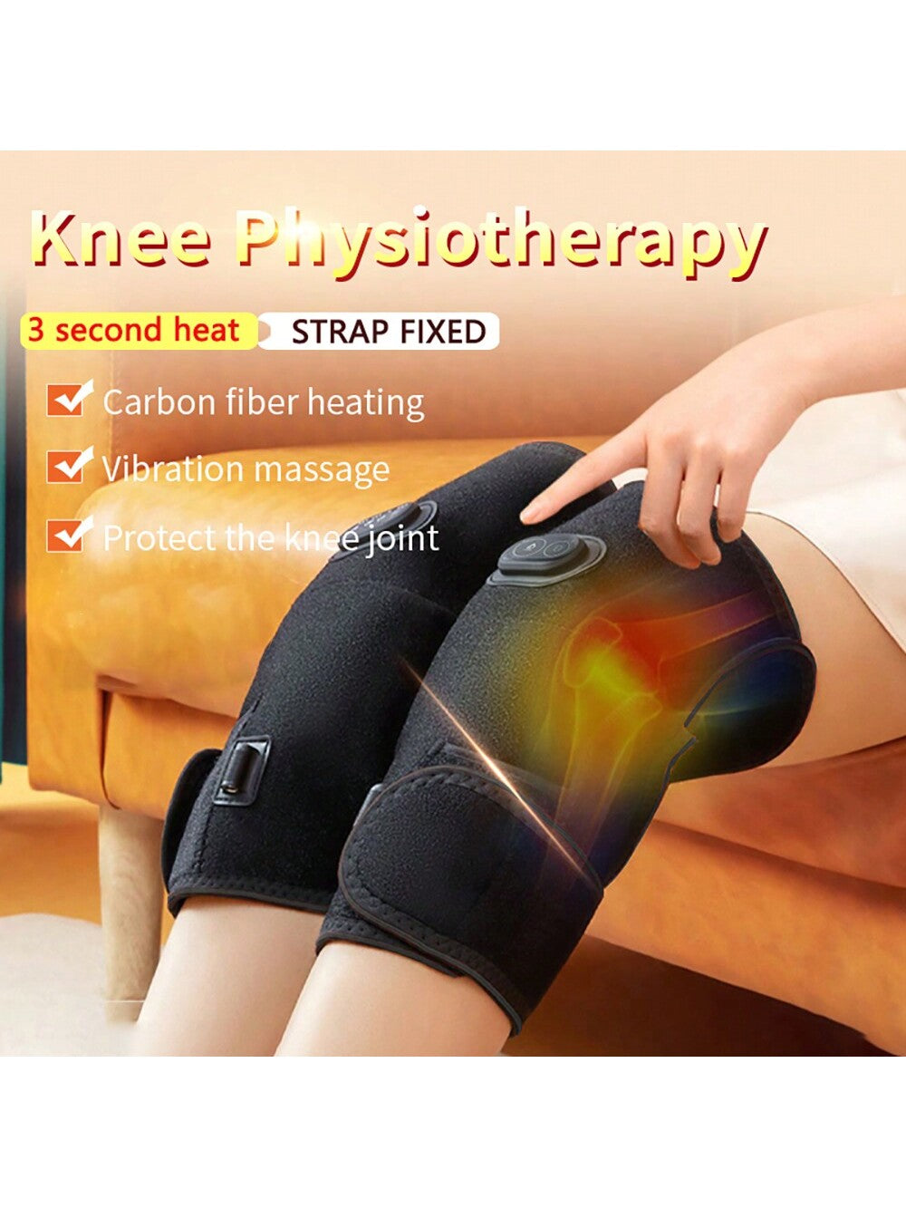 1pc Electric Heating Knee Pad With Vibration Massage For Knee Warmth And Pain Relief