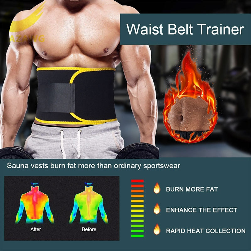 LAZAWG Men Waist Trainer Trimmer Sauna Sweat Belt Belly Corsets Control  Sport Burner Workout Weight Loss